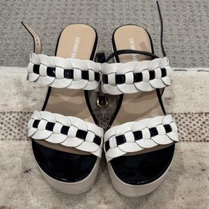 Black and White Braided Sandals